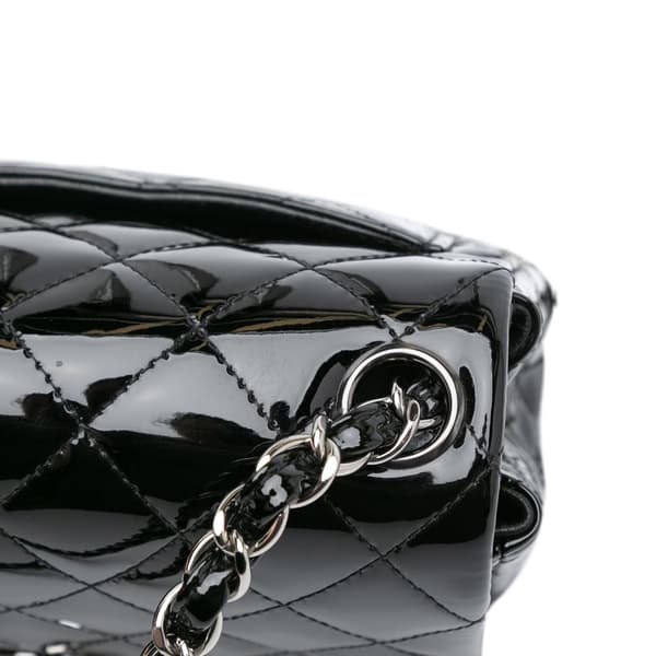 Pre-owned Chanel Mini Square Classic Patent Single Flap Black