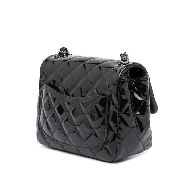 Pre-owned Chanel Mini Square Classic Patent Single Flap Black