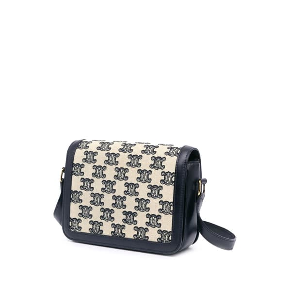 Pre-owned Celine Teen Embroidered Canvas Triomphe Crossbody White