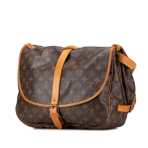 Pre-owned Louis Vuitton Monogram Saumur 35 Brown
