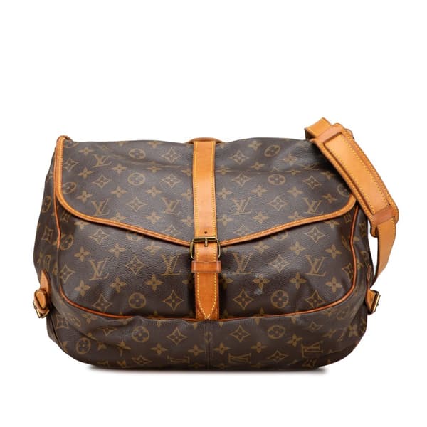 Pre-owned Louis Vuitton Monogram Saumur 35 Brown