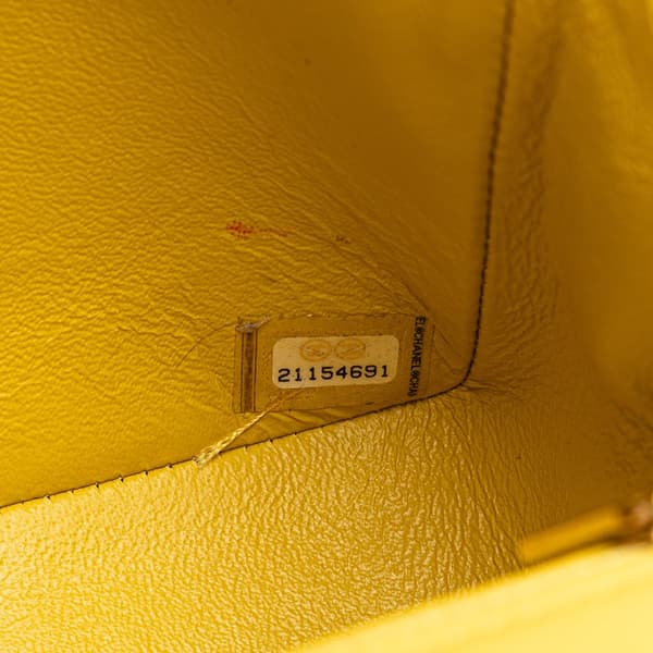Pre-owned Chanel Mini Square Classic Chevron Lambskin Single Flap Yellow