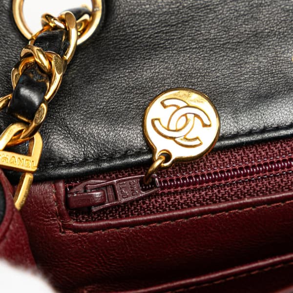 Pre-owned Chanel Mini Square Classic Lambskin Single Flap Black