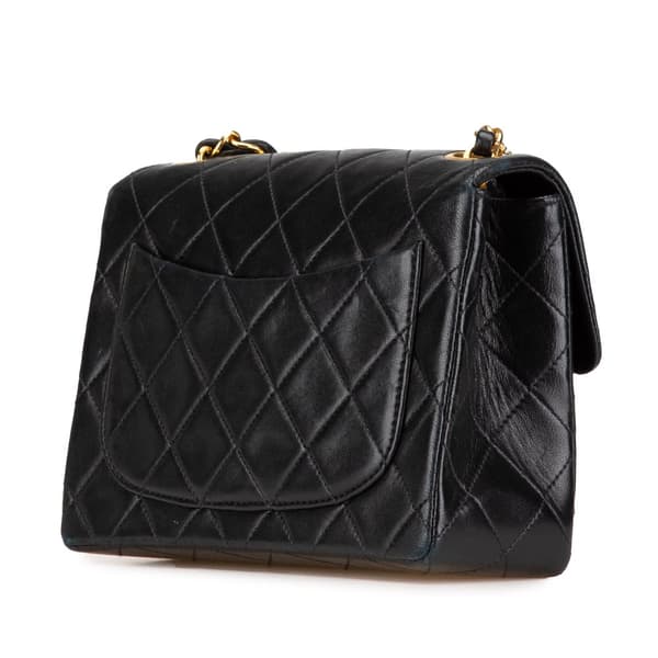 Pre-owned Chanel Mini Square Classic Lambskin Single Flap Black
