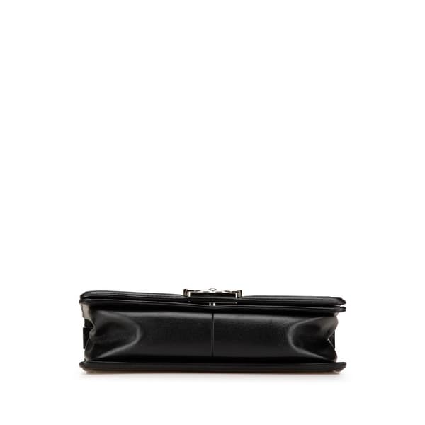Pre-owned Chanel Old Medium Chevron Lambskin and Iridescent PVC Boy Flap Black