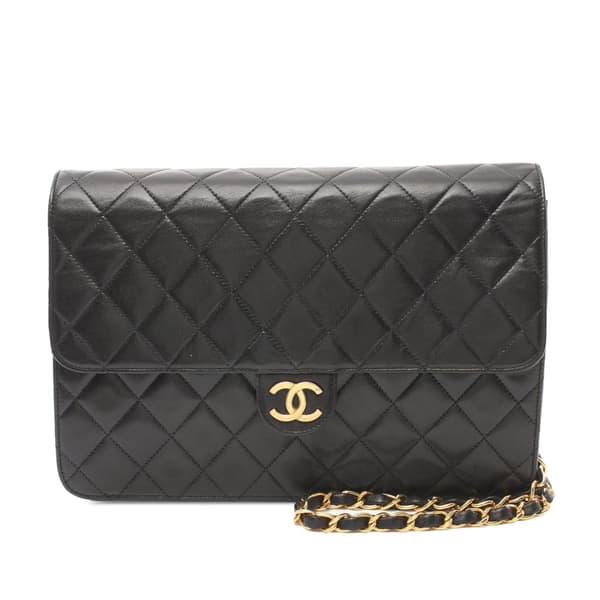 Pre-owned Chanel CC Quilted Lambskin Single Flap Black