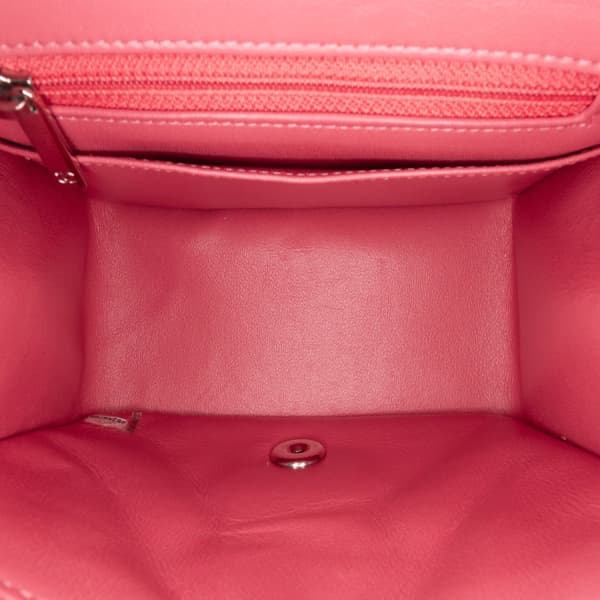 Pre-owned Chanel Mini Square Classic Lambskin Single Flap Pink