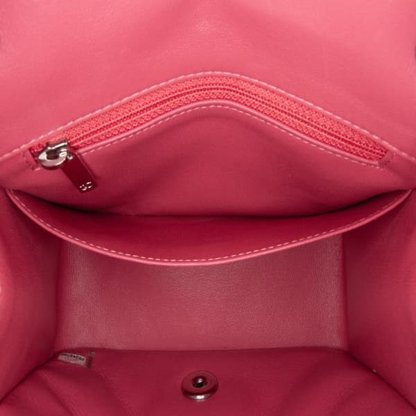 Pre-owned Chanel Mini Square Classic Lambskin Single Flap Pink
