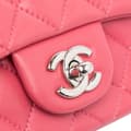 Miniatyrbild 7 av 10: Pre-owned Chanel Mini Square Classic Lambskin Single Flap Pink
