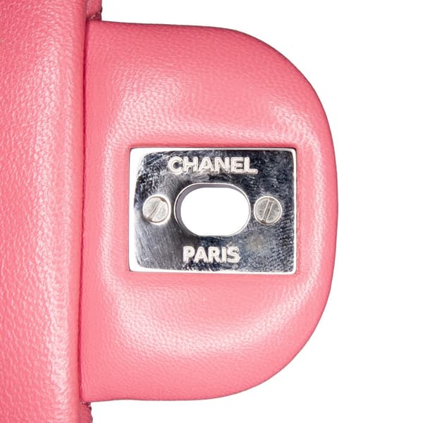 Pre-owned Chanel Mini Square Classic Lambskin Single Flap Pink