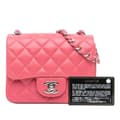 Miniatyrbild 10 av 10: Pre-owned Chanel Mini Square Classic Lambskin Single Flap Pink
