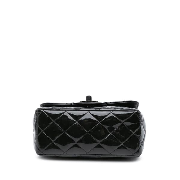 Pre-owned Chanel Mini Square Classic Patent So Black Single Flap Black