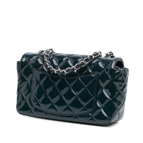 Pre-owned Chanel Mini Rectangular Classic Patent Single Flap Blue