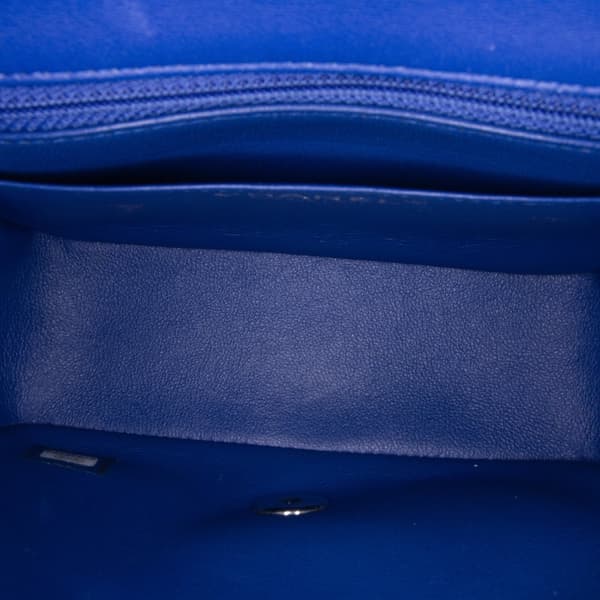 Pre-owned Chanel Mini Square Classic Lambskin Single Flap Blue