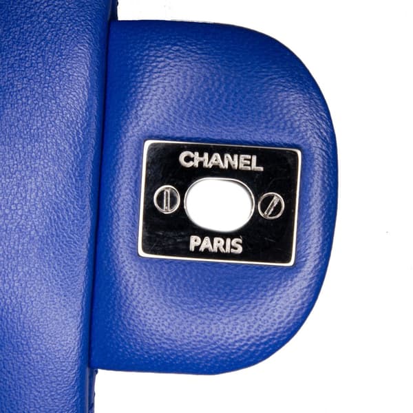 Pre-owned Chanel Mini Square Classic Lambskin Single Flap Blue