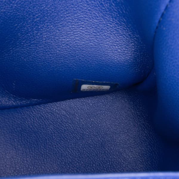 Pre-owned Chanel Mini Square Classic Lambskin Single Flap Blue