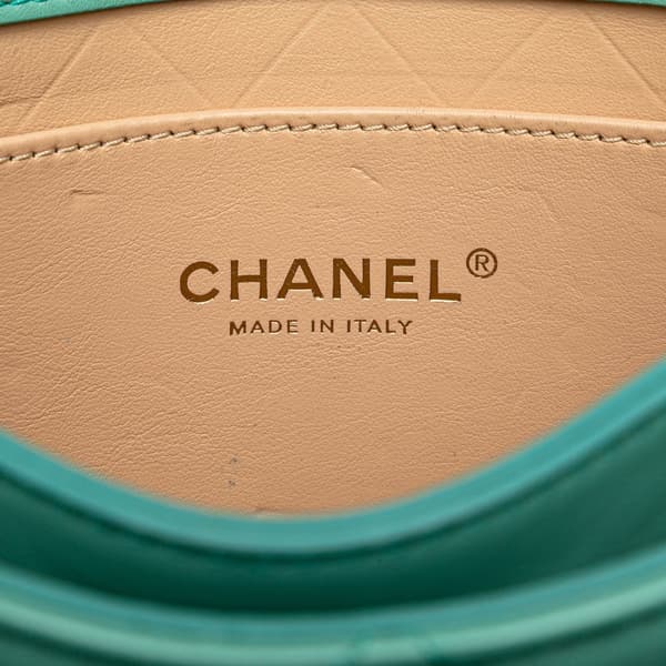 Pre-owned Chanel Quilted Lambskin Round Moon Messenger Flap Blue
