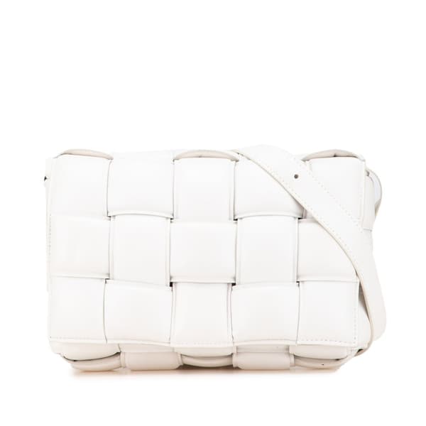 Pre-owned Bottega Veneta Nappa Intrecciato Padded Cassette Crossbody White