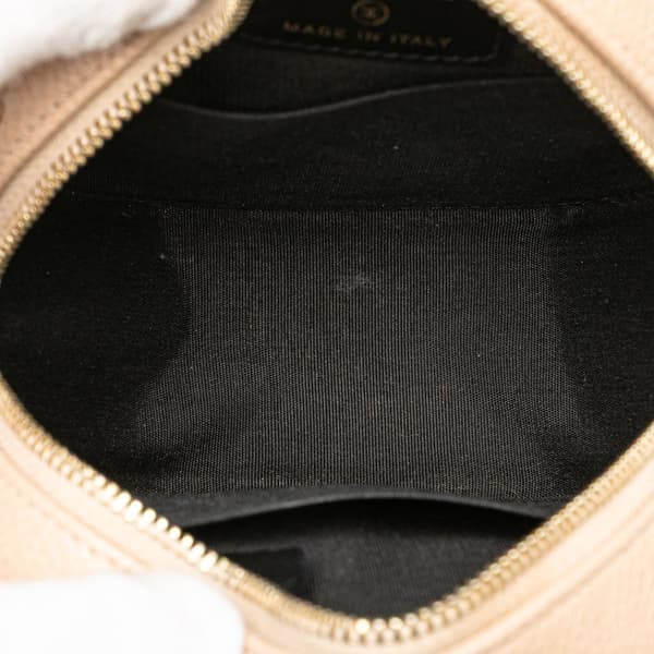 Pre-owned Chanel Caviar CC Filigree Round Crossbody Brown