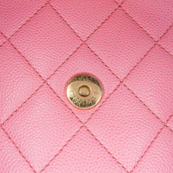 Pre-owned Chanel Mini Quilted Caviar CC Messenger Flap Pink