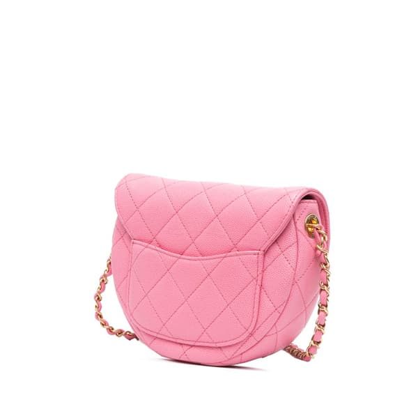 Pre-owned Chanel Mini Quilted Caviar CC Messenger Flap Pink