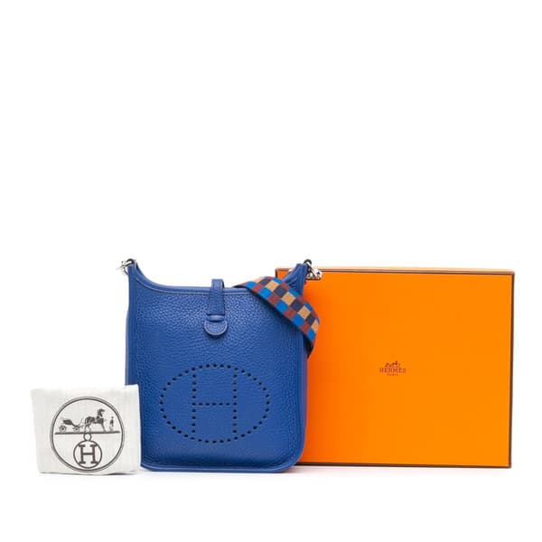 Pre-owned Hermès Clemence Evelyne TPM 16 Blue