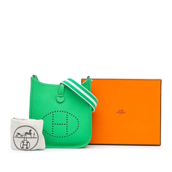 Pre-owned Hermès Clemence Evelyne TPM Green
