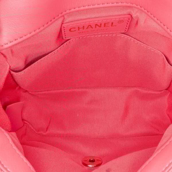 Pre-owned Chanel Mini Quilted Calfskin Bubbly Flap Pink
