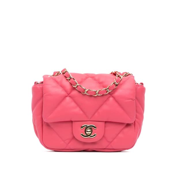 Pre-owned Chanel Mini Quilted Calfskin Bubbly Flap Pink