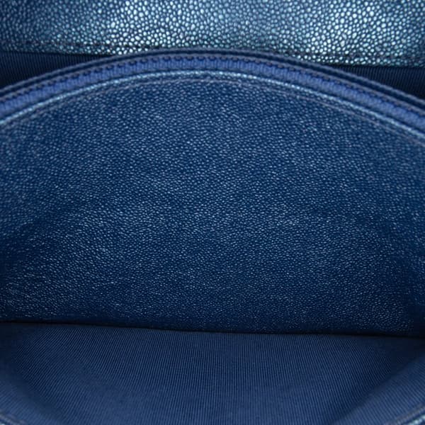 Pre-owned Chanel CC Quilted Iridescent Caviar Wallet on Chain Blue