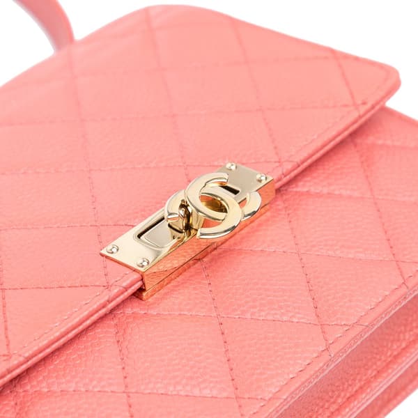 Pre-owned Chanel Quilted Caviar Golden Class Wallet On Chain Pink