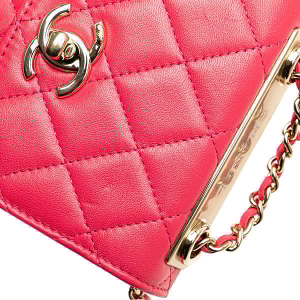 Pre-owned Chanel Mini Lambskin Trendy CC Clutch With Chain Pink