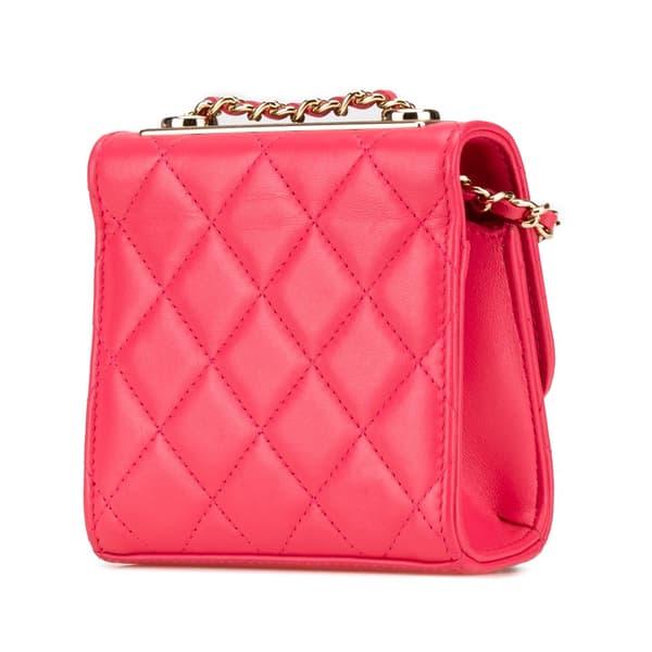 Pre-owned Chanel Mini Lambskin Trendy CC Clutch With Chain Pink