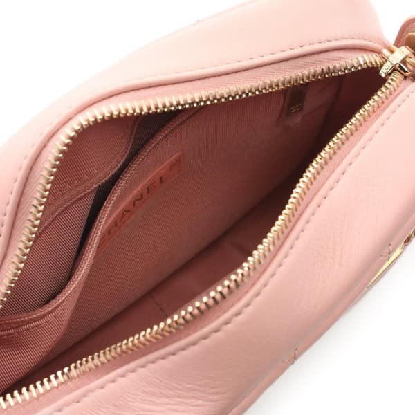 Pre-owned Chanel Quilted Calfskin Front Logo Camera Bag Pink