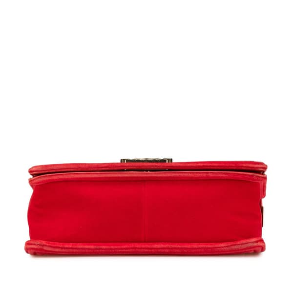 Pre-owned Chanel Old Medium Quilted Tweed and Velvet Boy Flap Red