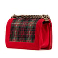 Miniatyrbild 2 av 10: Pre-owned Chanel Old Medium Quilted Tweed and Velvet Boy Flap Red