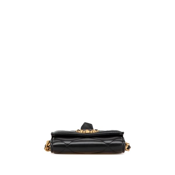 Pre-owned Chanel Quilted Lambskin Chanel 19 Card Holder On Chain Black