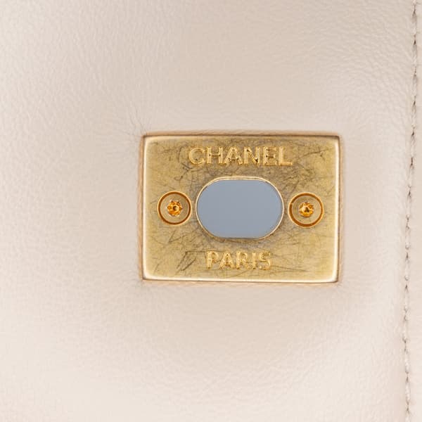 Pre-owned Chanel Small Lambskin Button On Top Flap Brown