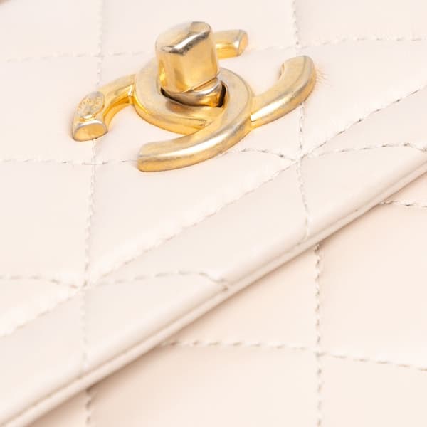 Pre-owned Chanel Small Lambskin Button On Top Flap Brown