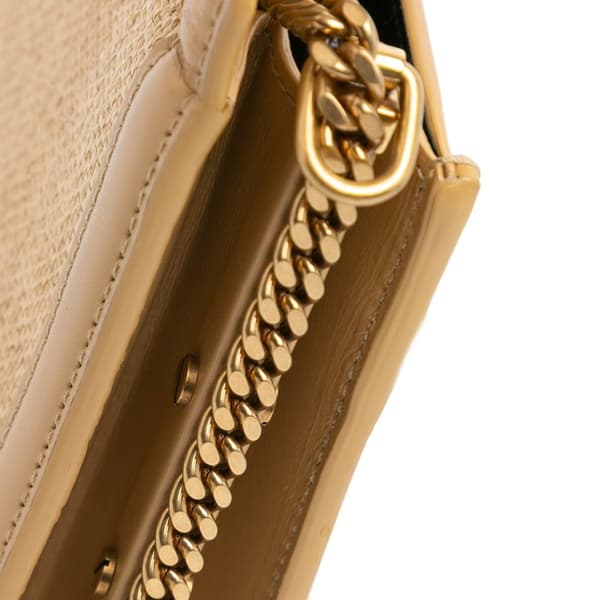 Pre-owned Saint Laurent Medium Raffia Cassandra Chain Crossbody Brown
