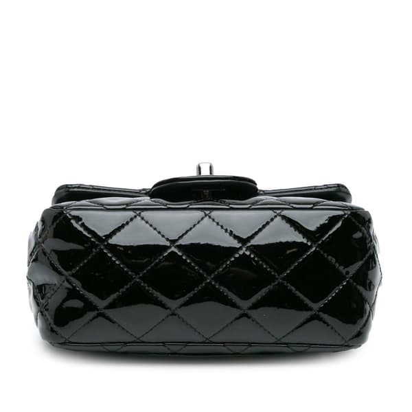 Pre-owned Chanel Mini Square Classic Patent Single Flap Black