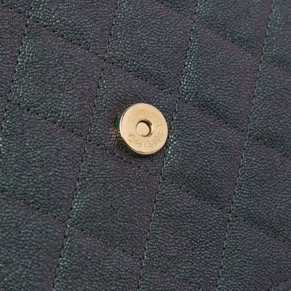 Pre-owned Chanel Quilted Caviar Square Wallet on Chain Black