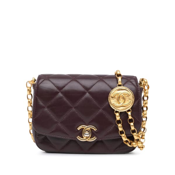 Pre-owned Chanel Small Quilted Lambskin CC Coin Bag Red