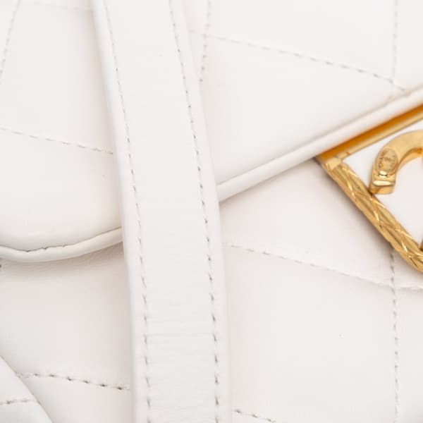 Pre-owned Chanel Mini Quilted Lambskin Messenger Flap White