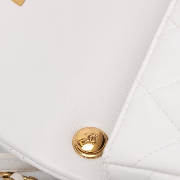 Pre-owned Chanel Mini Quilted Lambskin Messenger Flap White