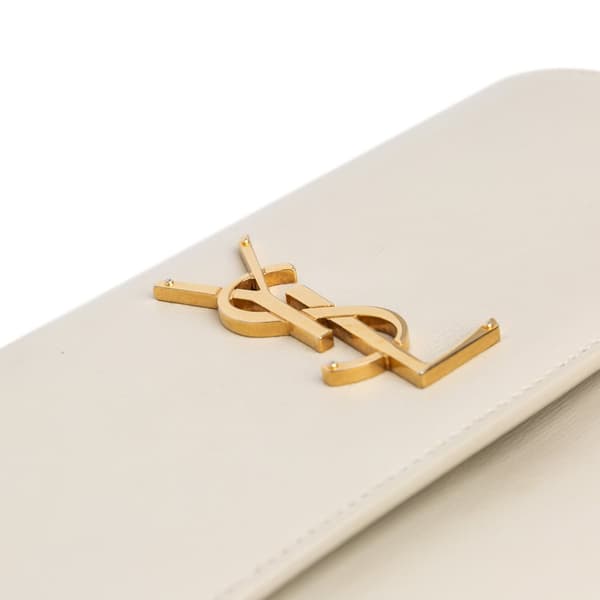 Pre-owned Saint Laurent Medium Leather Monogram Sunset Crossbody White