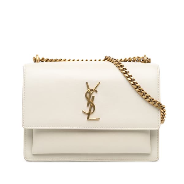 Pre-owned Saint Laurent Medium Leather Monogram Sunset Crossbody White