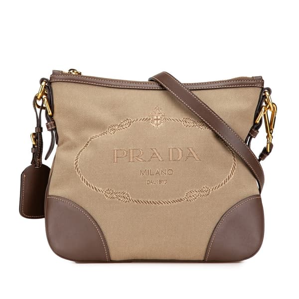 Pre-owned Prada Canvas Canapa Logo Crossbody Brown