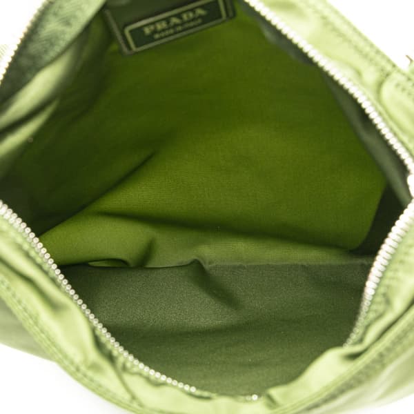 Pre-owned Prada Tessuto Zip Top Crossbody Green