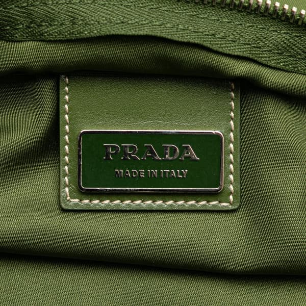 Pre-owned Prada Tessuto Zip Top Crossbody Green